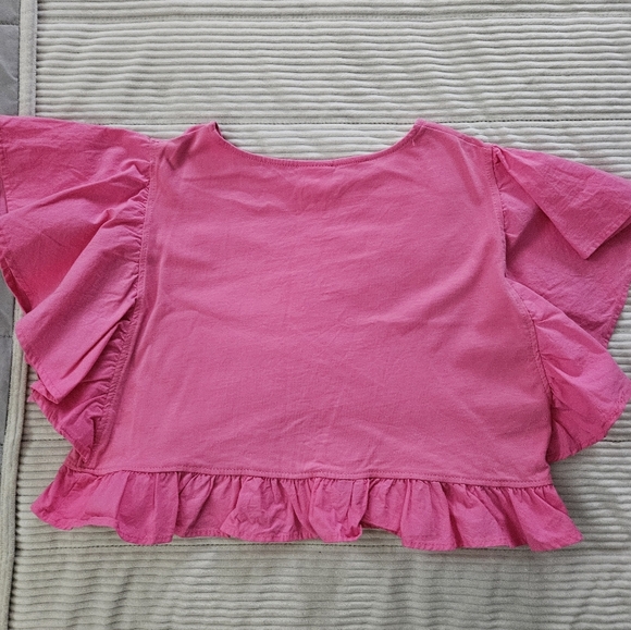 Zara Pink Ruffle Sleeve Kids Top Size 11-12 - Picture 5 of 5